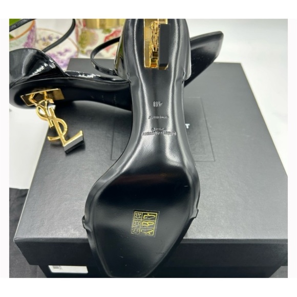 Saint Laurent OPYUM black pattern, leather sandals size 40 made in Italy - Picture 3 of 7
